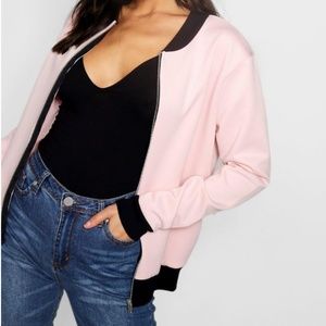 Boohoo Pink Basic Bomber Jacket